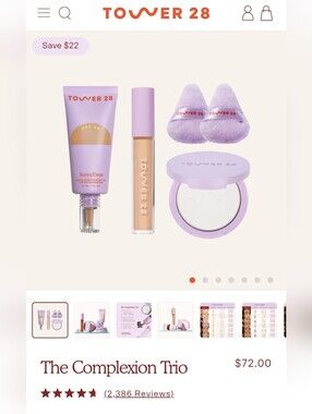 TOWER 28 Complexion Trio Set *NEW* Concealer, Powder, SunnyDays, Puffs & Bag